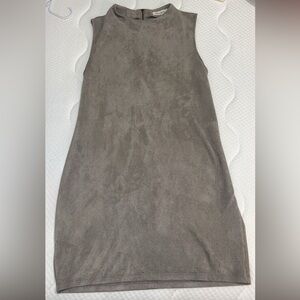 Gray Sleeveless Suede Dress